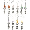 Natural Rose Quartz & Natural Green Aventurine & Natural South Red Agate & Natural Topaz Jade Dangle Earrings EJEW-JE06248-S-1