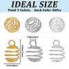 108Pcs 3 Colors Stainless Steel Spiral Bead Cage Pendants STAS-CN0001-59-2