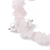 Natural Rose Quartz Chip & Glass Shell Round Beaded Bracelets BJEW-JB12303-03-3