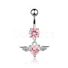 Piercing Jewelry Stainless Steel Micro Pave Cubic Zirconia Split Navel Ring Belly Rings WG4019F-03-1
