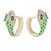 Cubic Zirconia Snake Hoop Earrings with Enamel EJEW-SZ0001-87B-1