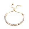 Brass Pave Clear Cubic Zirconia Flat Round Box Chain Slider Bracelets BJEW-YWC0002-12B-G-1
