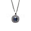 Square Alloy Rhinestone Pendant Necklace & Stud Earring & Finger Ring Sets WG30FCB-02-5