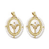 Brass Pave Shell Pendants KK-I708-01A-G-1