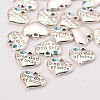 Wedding Theme Antique Silver Tone Tibetan Style Alloy Heart with Step Dad of Bride Rhinestone Charms TIBEP-N005-22B-2