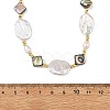 Natural Paua Shell Rhombus & Natural Baroque Keshi Pearl Oval Beaded Necklaces with 304 Stainless Steel End Chains NJEW-JN06522-4