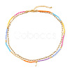 Colorful Glass Seed Beaded Initial Pendant Double Layer Necklaces QS3881-10-1