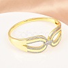 Brass Micro Pave Clear Cubic Zirconia Bangles for Women BJEW-D368-02G-2