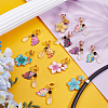 12Pcs Butterfly Alloy Enamel Stethoscope Pendant Decorations HJEW-OC00230-4