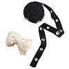 4 Yards Black Cotton Ribbons with Platinum Tone Eyelet Rings OCOR-GF0002-87B-4