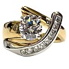 Brass Micro Pave Clear Cubic Zirconia Finger Rings FS-WG8456F-02-3