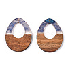 Transparent Resin & Walnut Wood Pendants RESI-ZX017-47-3