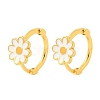 Daisy Brass Enamel Hoop Earrings for Women EJEW-G434-02G-4