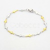 Two Tone Religious Catholic Jewelry 304 Stainless Steel Cross Link Chain Bracelets STAS-O036-09M-1