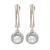 Flat Round Brass Micro Pave Clear Cubic Zirconia Hoop Earrings EJEW-I307-02P-1