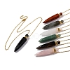 Natural Mixed Stone Bullet Shaped Perfume Bottle Pendant Necklaces G-B089-02G-1