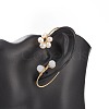 Natural Quartz & PearlBraided Flower Cuff Earrings EJEW-JE04957-04-4