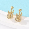 Brass Micro Pave Clear Cubic Zirconia Guitar Stud Earrings EJEW-F400-08G-1