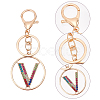 4Pcs 4 Styles Alloy Colorful Rhinestone Keychain KEYC-WR0001-27-3