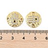 Brass Micro Pave Clear Cubic Zirconia Disc with Hamsa Hand Connector Charms KK-P300-24G-01-3
