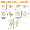 20Pcs 5 Style Brass Micro Pave Clear Cubic Zirconia Cabochons KK-DC0003-25-2