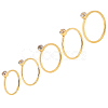 5Pcs 5 Style Flat Round Rhinestone Finger Rings RJEW-UN0001-08-1