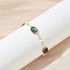 Rectangle Brass Abalone Shell Link Bracelets KK-D301-02G-4