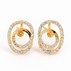 Brass Micro Pave Clear Cubic Zirconia Stud Earring Findings KK-S240-240-NF-1