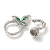 Brass Micro Pave Cubic Zirconia Fold Over Clasps KK-K389-025P-2