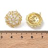 Dome-Shaped Brass & Clear Cubic Zirconia Ball Stud Earrings KK-CBA36A2-07G-5
