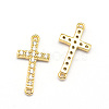 Latin Sideways Cross Brass Micro Pave Cubic Zirconia Links ZIRC-E010-04G-1