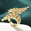 Rack Plating Brass Micro Pave Clear Cubic Zirconia Cuff Finger Rings for Women RJEW-M028-32G-02-4