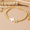 Brass Round Bead Braided Bead Bracelets VB3830-1-2