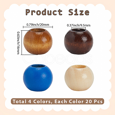 80Pcs 4 Colors Spray Painted Wood Beads WOOD-PA0001-07-1