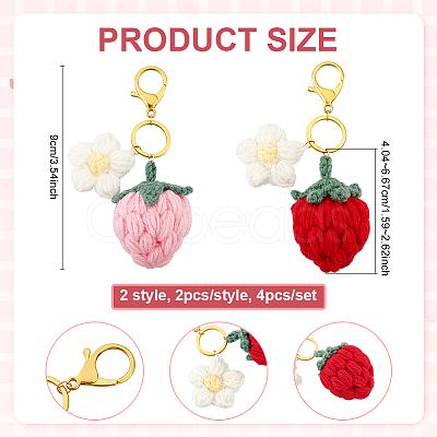 4Pcs 2 Style Handmade Cotton Keychains KEYC-PH01612-1