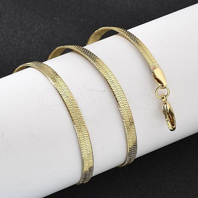 Brass Flat Snake Chain Necklaces for Women NJEW-U035-05G-1