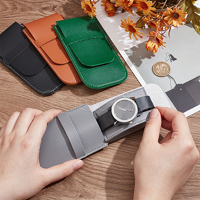 4Pcs 4 Colors PU Leather Jewelry Storage Clamshell Bags ABAG-NB0002-06-1