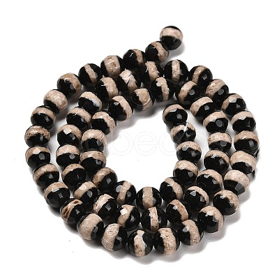 Natural Tibetan Striped Pattern dZi Agate Beads Strands G-B079-B01-01-1