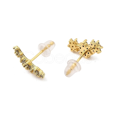 Brass Micro Pave Cubic Zirconia Stud Earrings LS-EJEW-F273-15B-G-1