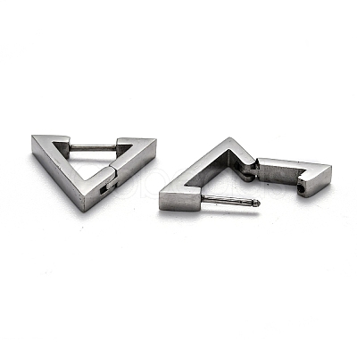 Tarnish Resistant 304 Stainless Steel Triangle Huggie Hoop Earrings STAS-J033-02B-P-1