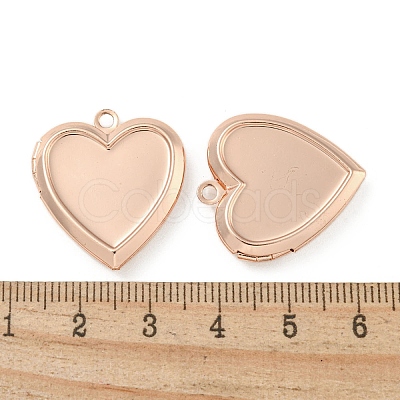 Rack Plating Heart Brass Locket Pendants KK-T071-11RG-1