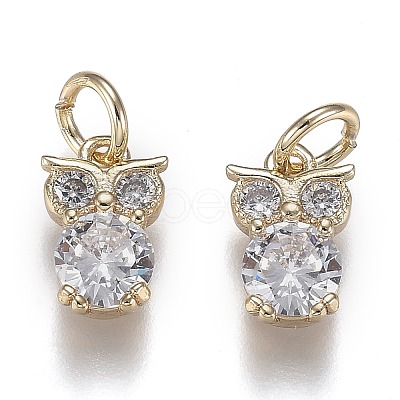 Brass Micro Pave Clear Cubic Zirconia Pendants ZIRC-Z003-03G-1