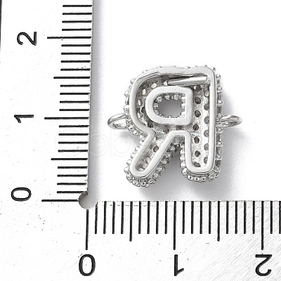 Brass Micro Pave Cubic Zirconia Letter Links KK-I717-04R-P-1