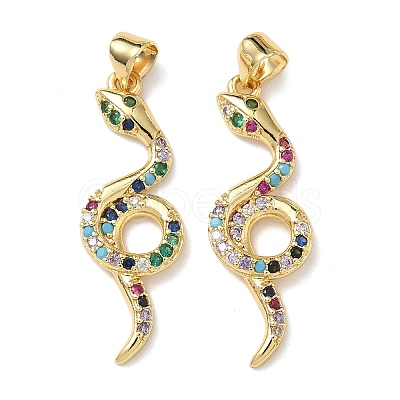 Brass Micro Pave Cubic Zirconia Pendants KK-L243-29G-14-1
