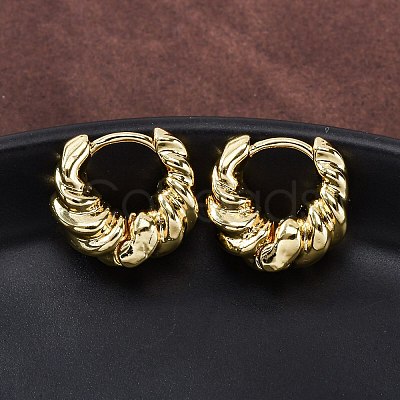 Twist Ring Rack Plating Brass Hoop Earring for Women LS-EJEW-H091-14G-1