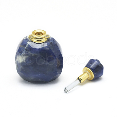 Natural Sodalite Openable Perfume Bottle Pendants G-E556-20C-1