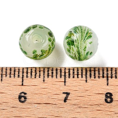 Handmade Green Sand Lampwork Beads LAMP-T023-04B-01-1