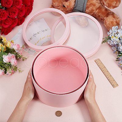 2Pcs 2 Sizes Flat Round Cardboard Paper Flower Organizer Package Boxes CON-BC0007-79C-1