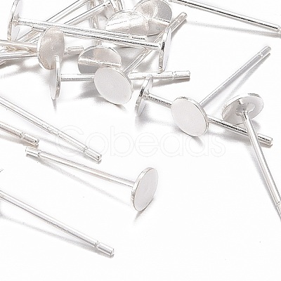 925 Sterling Silver Flat Pad Stud Earring Findings STER-K167-045C-S-1