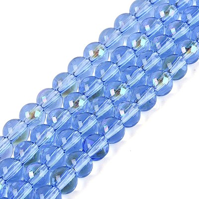 Transparent Electroplate Glass Beads Strands EGLA-Q132-6MM-01A-16-1